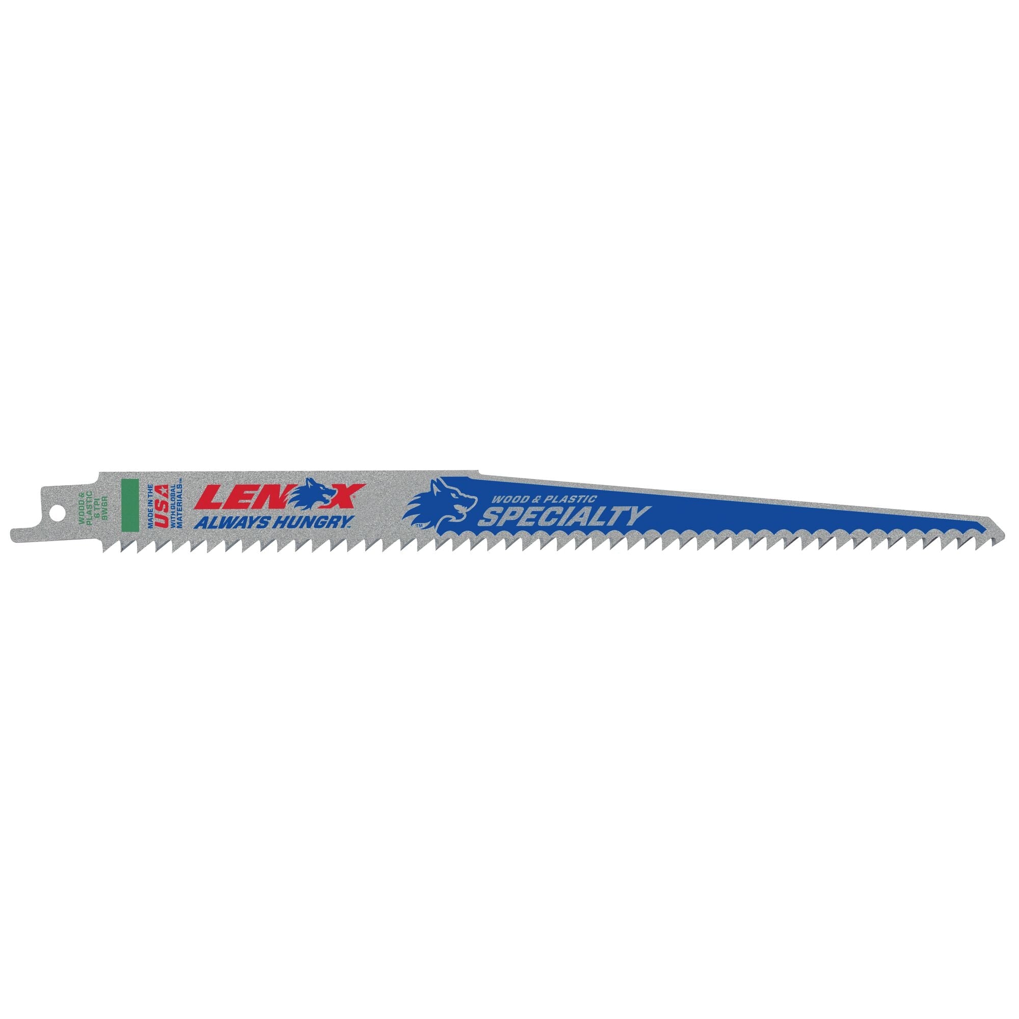 Lenox 121029W6R Extra Sharp 9W6R 9" x 3/4" x .050" 6 TPI Bi-Metal Reciprocating Saw Blades, 5-Pack - image 1