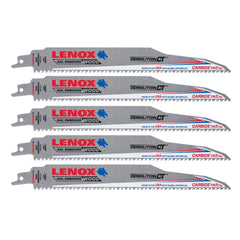 Lenox 1832144 9" x 1" x .050" 6 TPI Carbide Tipped Reciprocating Saw Blades, 5-Pack - image 1