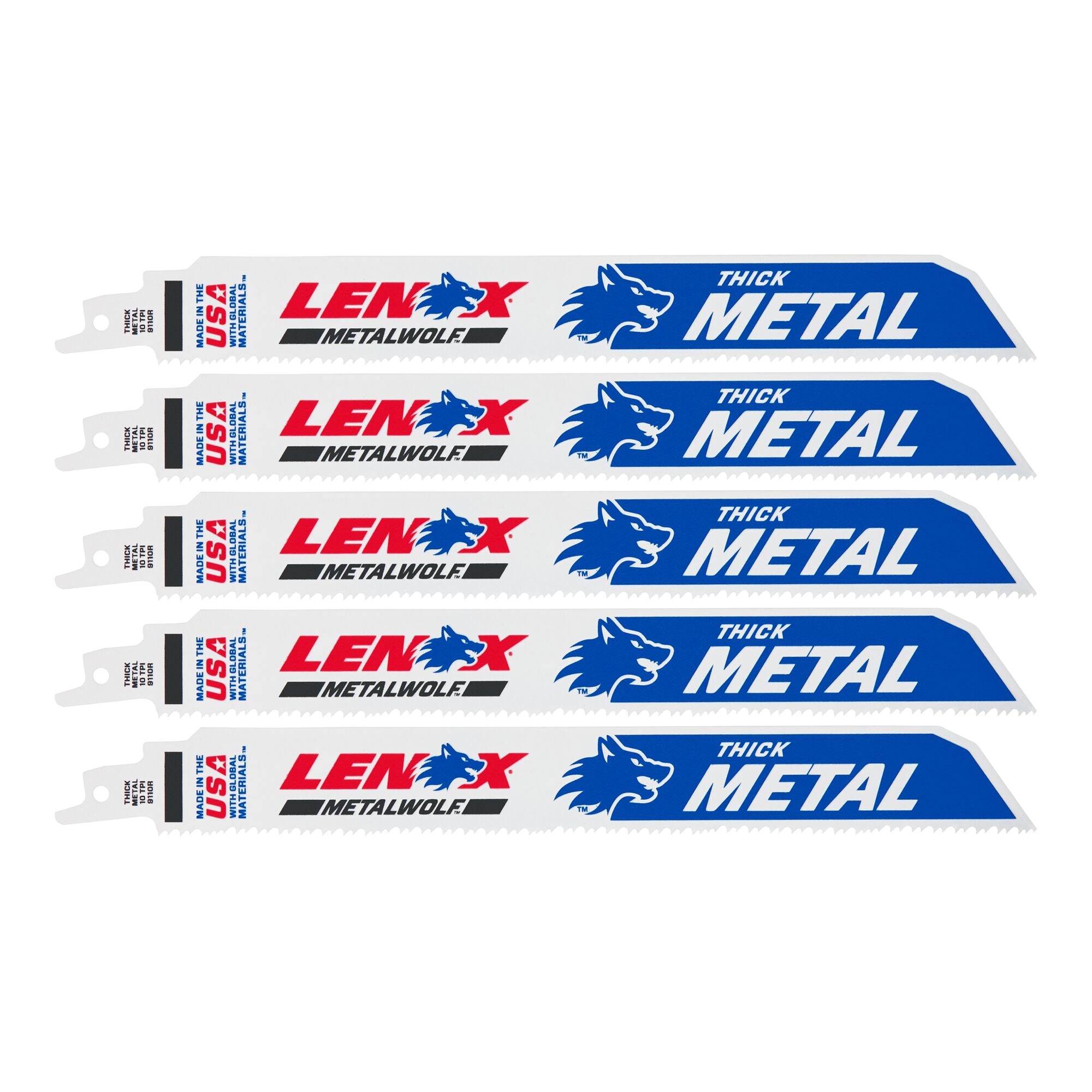 Lenox 201769110R 9" x 1" x .042" 10 TPI Bi-Metal Reciprocating Saw Blades, 5-Pack - image 1