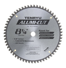 Tenryu AC-21060DN: 8-1/4" x 60 Tooth Alumi-Cut Non-Ferrous Cutting Blade