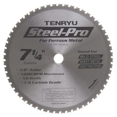 Tenryu PRF-18556CB: 7-1/4" x 56 Tooth Steel-Pro Steel Cutting Blade