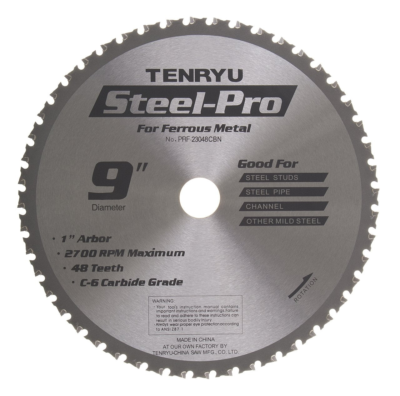 Tenryu PRF-23048CBN: 9" x 48 Tooth Steel-Pro Steel Cutting Blade