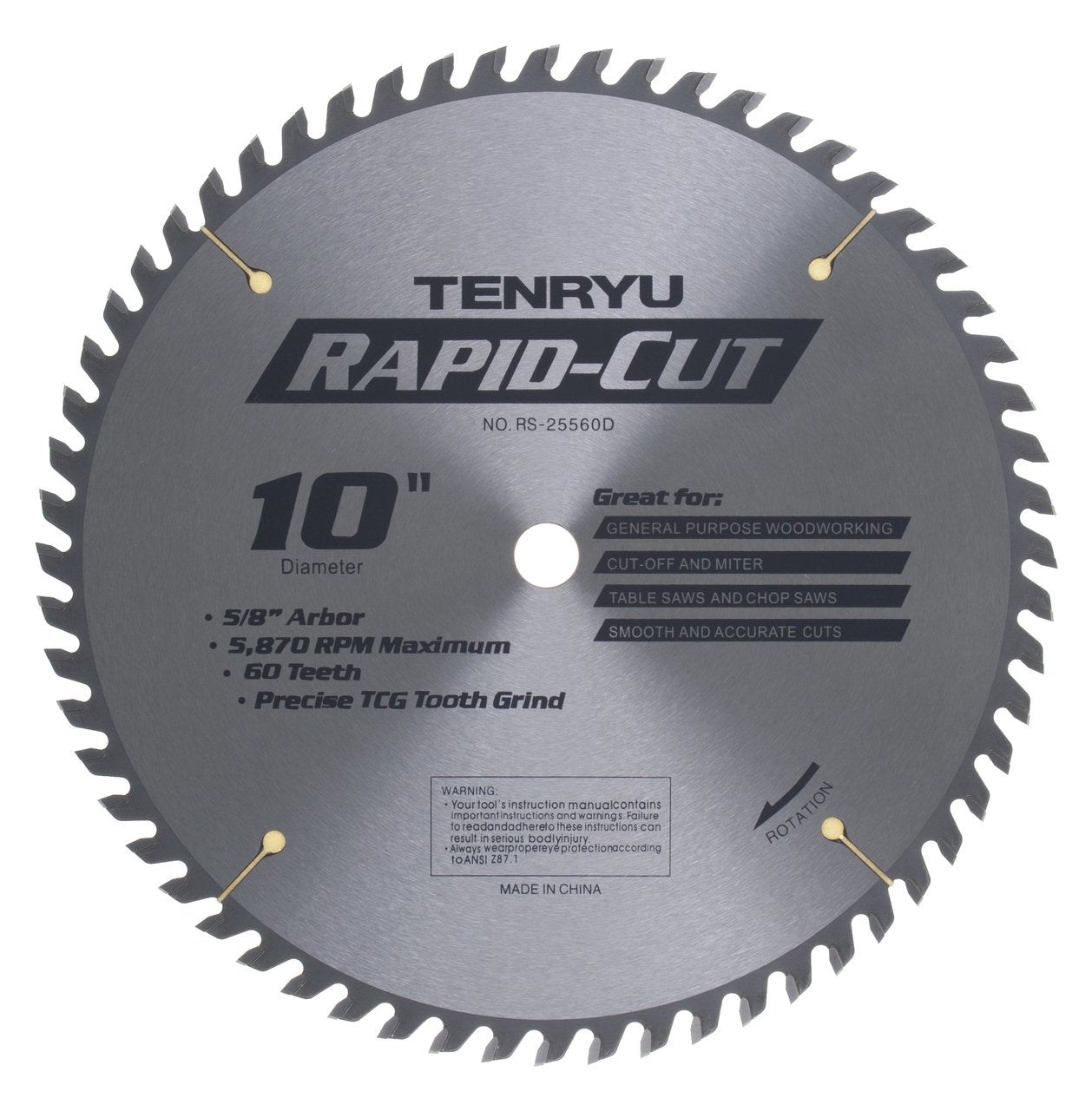 Tenryu RS-25560D: 10" x 60 Tooth Rapid-Cut Table Saw Blade