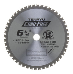 Tenryu CF-16548M: 6-1/2" x 48 Tooth Cord-Free Steel Cutting Blade