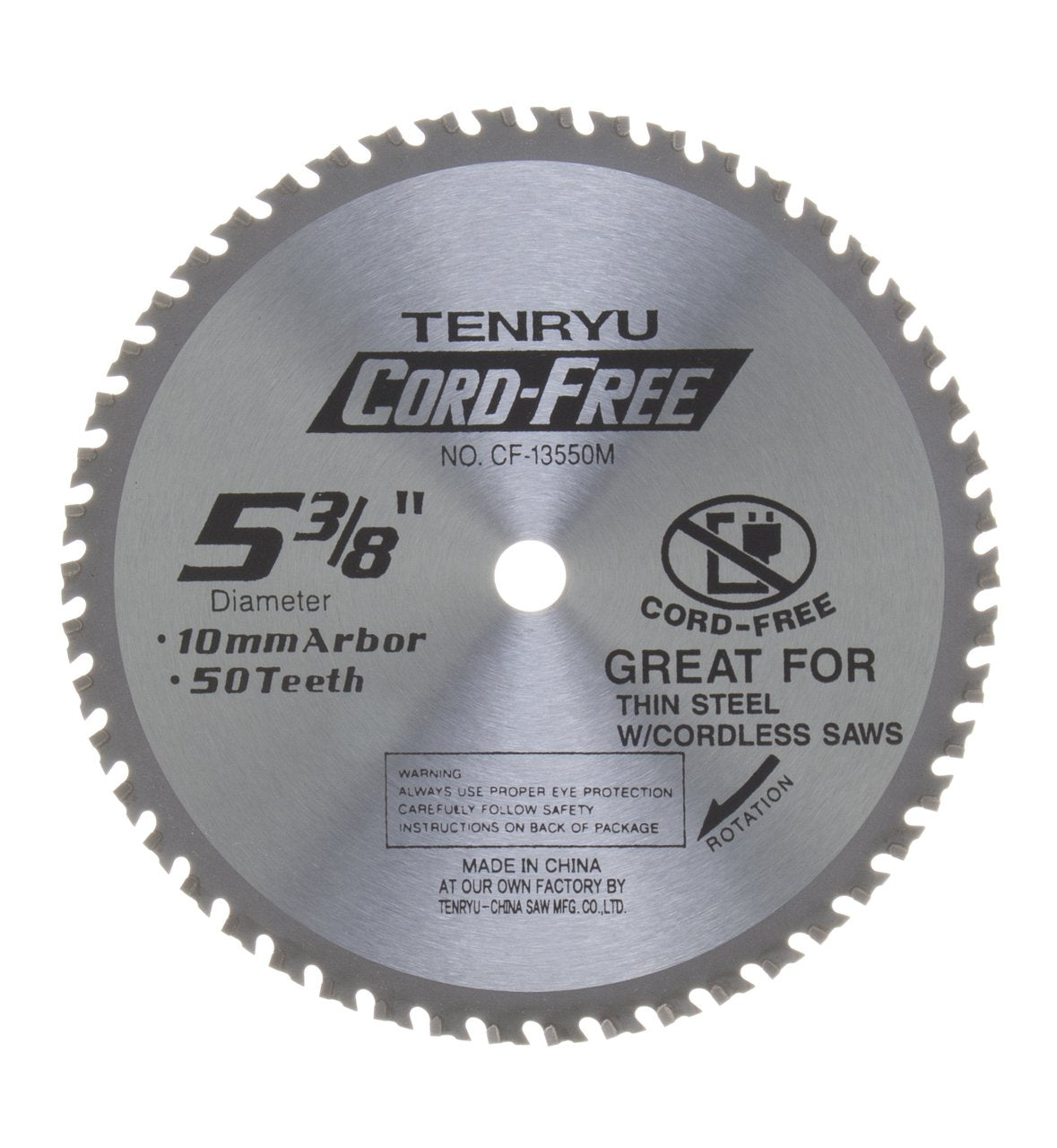 Tenryu CF-13550M: 5-3/8" x 50 Tooth Cord-Free Steel Cutting Blade