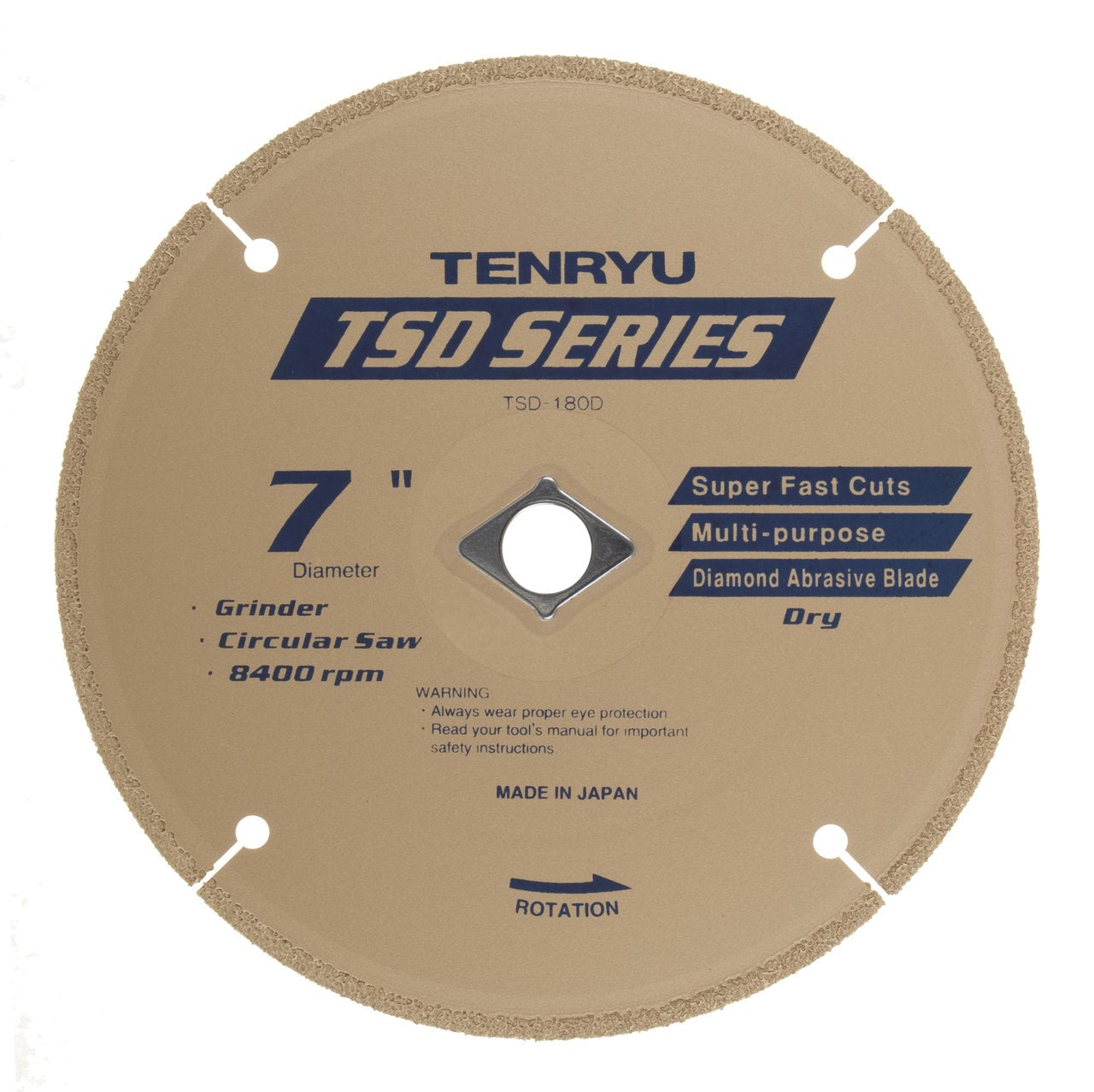 Tenryu TSD-180D: 7" Diamond Abrasive Cut-Off Blade for Cast Iron & FRP