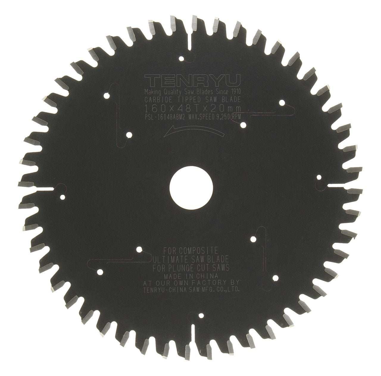 Tenryu PSL-16048ABM2: 160mm x 48 Tooth Plunge-Cut Laminate Melamine & Laminate Blade