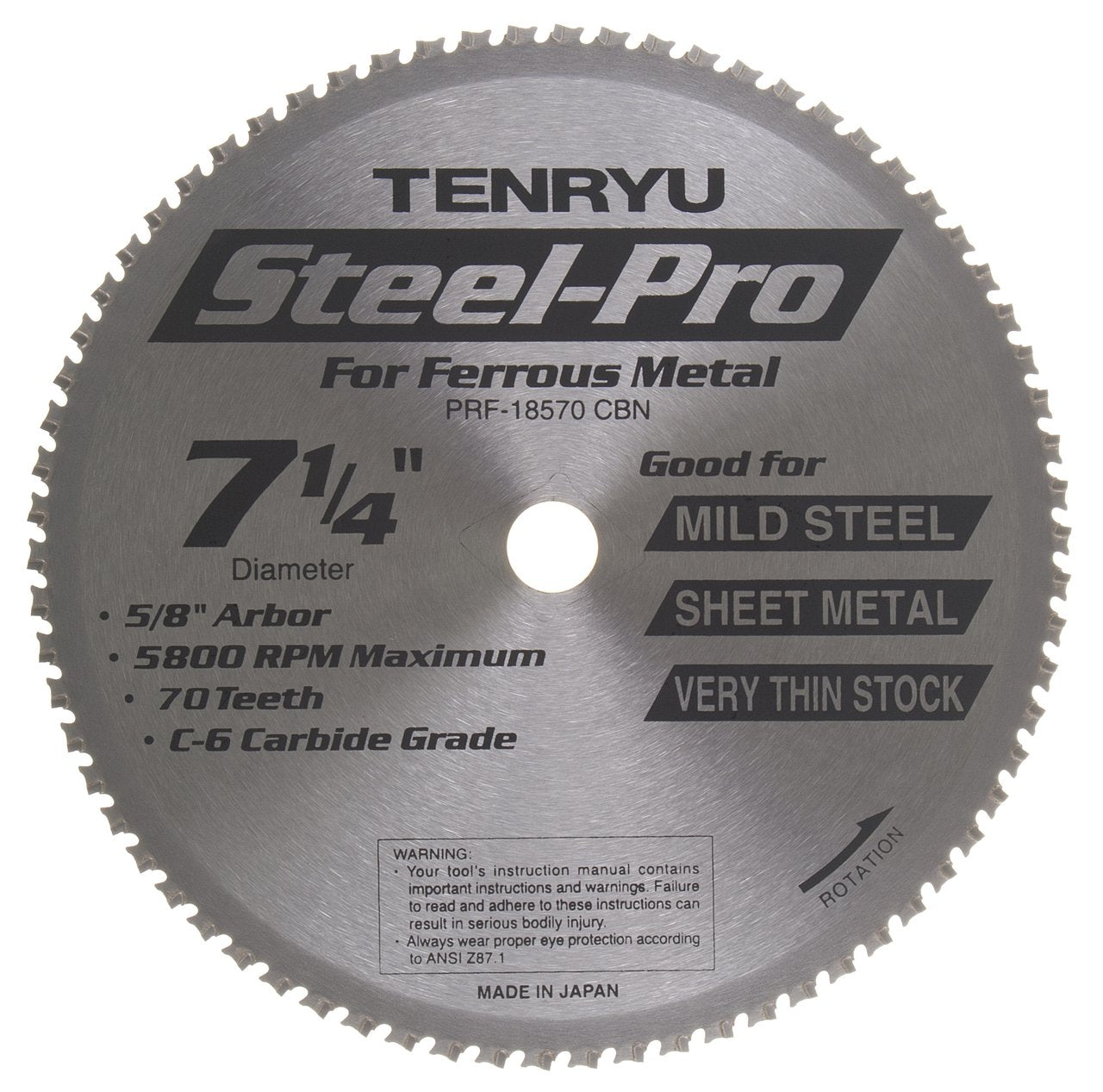 Tenryu PRF-18570CBN: 7-1/4" x 70 Tooth Steel-Pro Steel Cutting Blade
