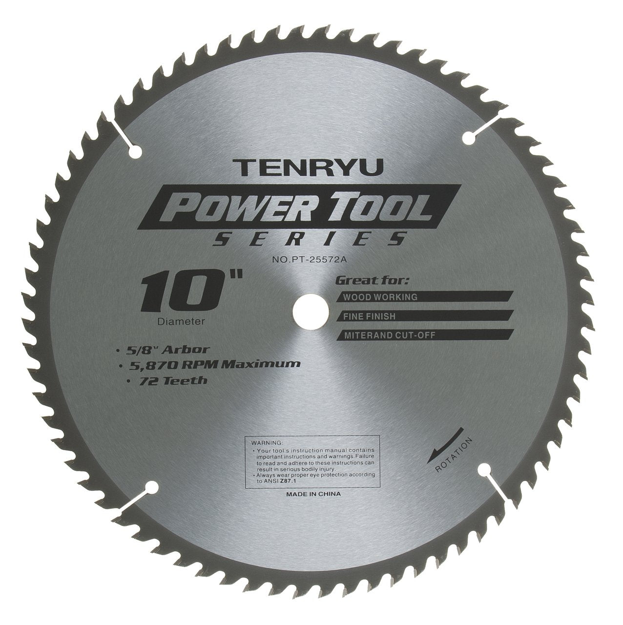 Tenryu PT-25572A: 10" x 72 Tooth Power Tool Miter Saw Blade