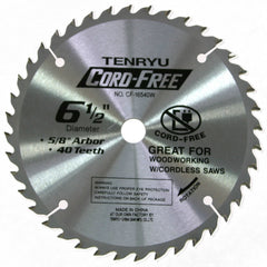 Tenryu CF-16540W: 6-1/2" x 40 Tooth Cord-Free Saw Blade