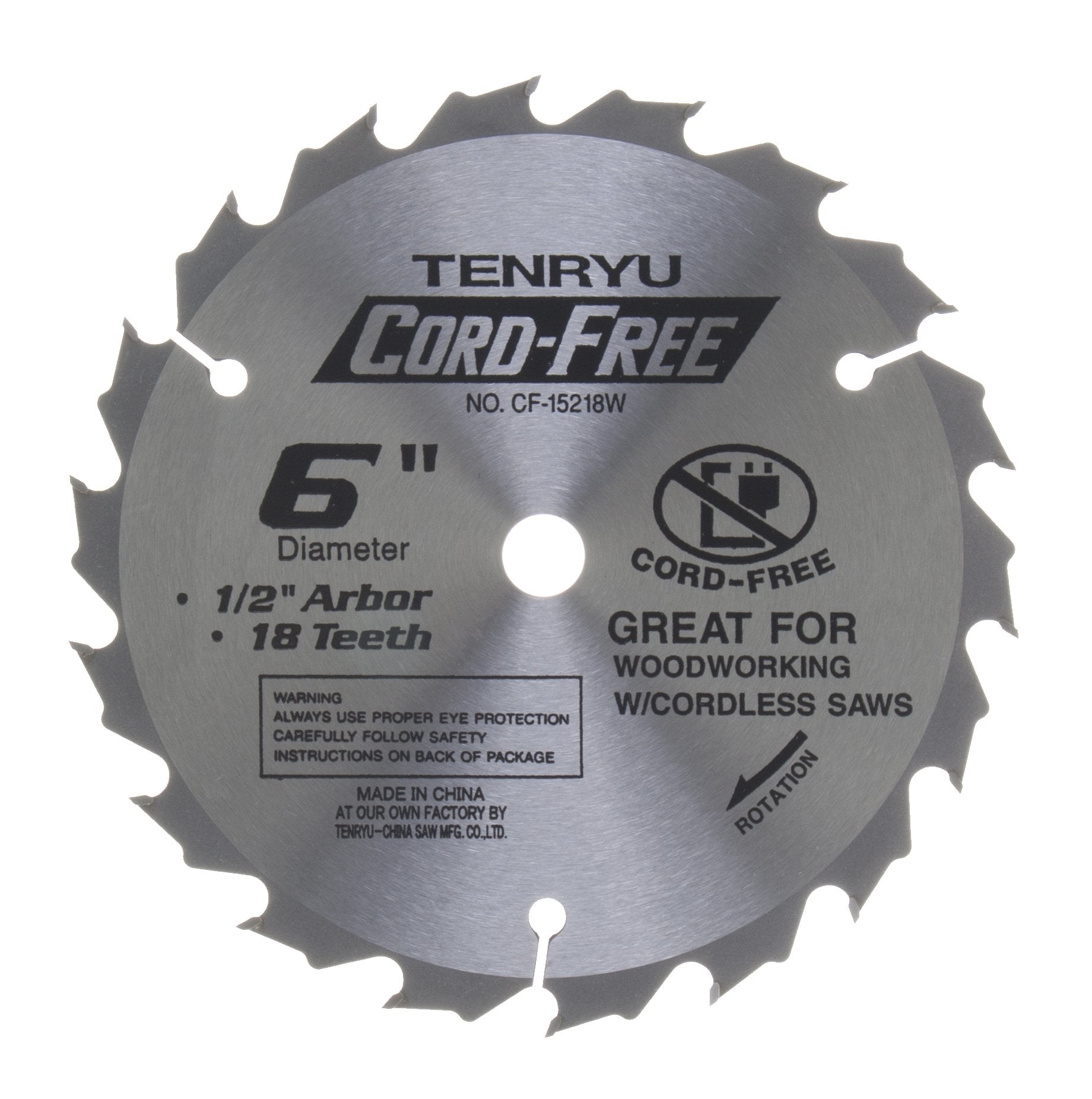 Tenryu CF-15218W: 6" x 18 Tooth Cord-Free Saw Blade