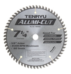 Tenryu AC-18560D: 7-1/4" x 60 Tooth Alumi-Cut Non-Ferrous Cutting Blade