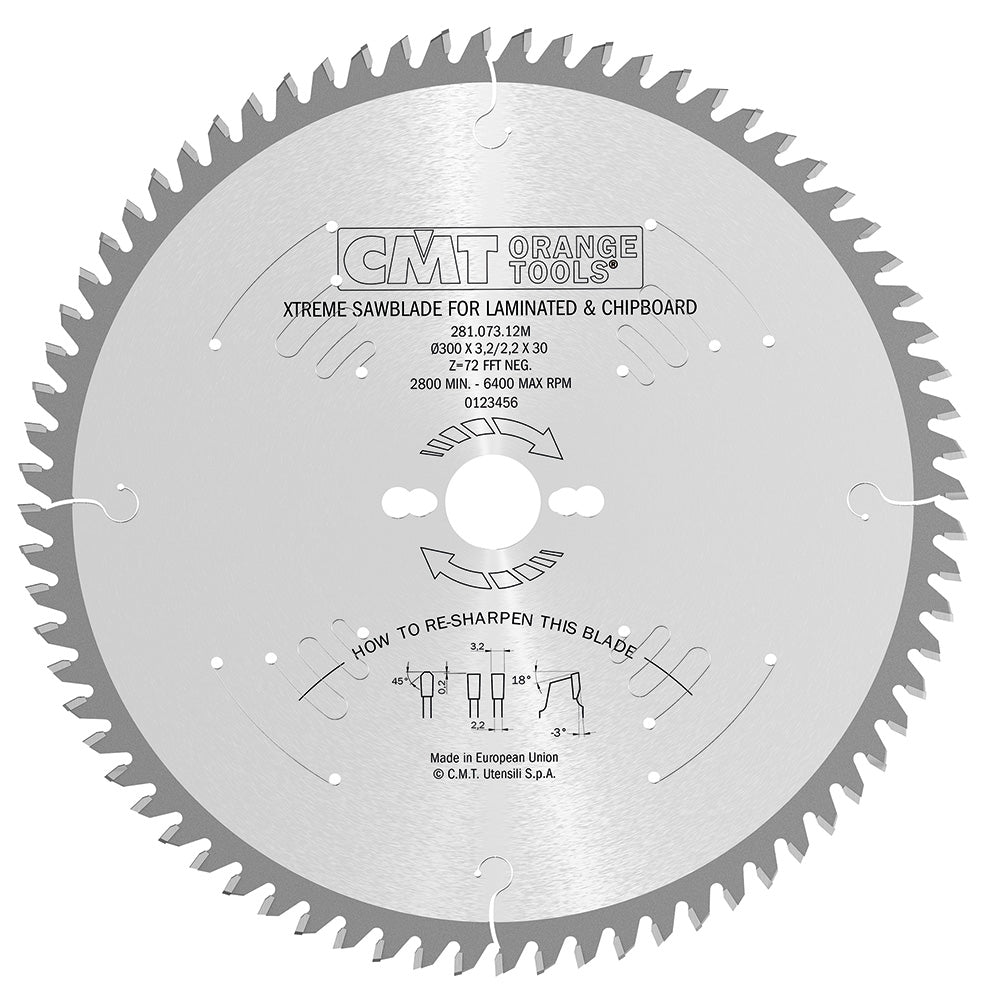 CMT 281.063.09M LAMINATED AND CHIPBOARD SAW BLADE D=220X3.2X30 Z=63 -3° NEG.