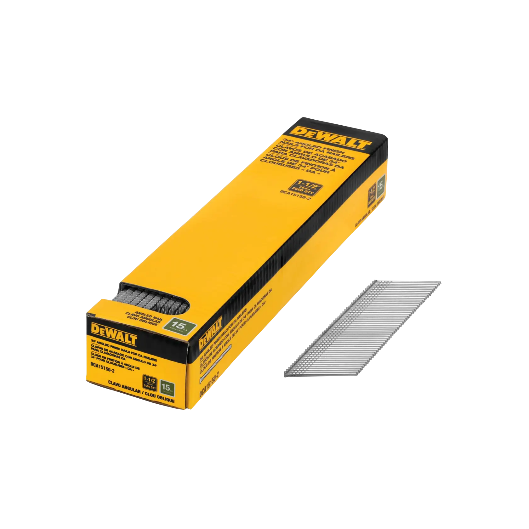 DeWalt DCA15150-2 15GA 1-1/2" 34° Angled Finish Nails, 2,500-Pack - image 1
