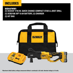 DeWalt DCD447WW1 20V MAX XR Brushless Cordless 7/16 in. Quick Change Compact Stud & Joist Drill Kit - image 4