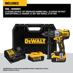 DeWalt DCD996P2 20V MAX XR 1/2-in 3-Speed Brushless Hammer Drill/Driver Kit - image 4