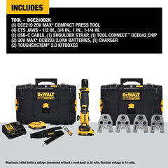DeWalt DCE210D2K 20V MAX Compact Press Tool Kit with CTS Jaws - image 4