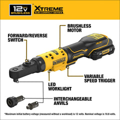 DeWalt DCF500GG1 12V MAX Brushless Cordless 3/8-in & 1/4-in Sealed Head Ratchet with (1) 3.0Ah Battery - image 4