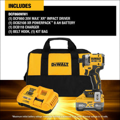 DeWalt DCF860WW1 20V MAX XR 1/4-in Brushless 3-Speed High Torque Impact Driver Kit With XR POWERPACK - image 4