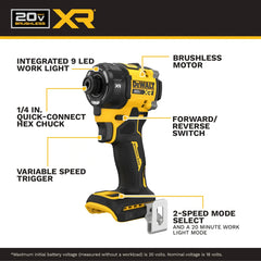DeWalt DCF870B 20V MAX XR Brushless Cordless 1/4-in Quiet Hydraulic Impact Driver (Tool Only) - image 4