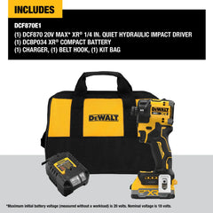 DeWalt DCF870E1 20V MAX XR Brushless Cordless 1/4-in Quiet Hydraulic Impact Driver Kit with XR POWERSTACK - image 4