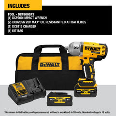 DeWalt DCF900GP2 20V MAX XR 1/2-in High Torque Impact Wrench With Hog Ring Anvil and (2) Oil-Resistant 5.0 Ah Batteries and Charger Kit - image 4