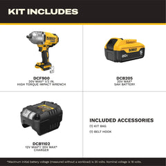 DeWalt DCF900P1 20V MAX XR 1/2-in High Torque Impact Wrench With Hog Ring Anvil With (1) 5.0 Ah Battery & Charger Kit - image 4
