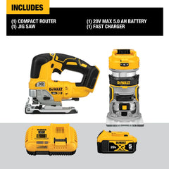 DeWalt DCK201P1 20V MAX XR Brushless Cordless Compact Router and Jig Saw Combo Kit - image 2