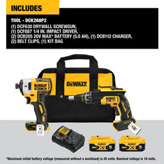 DeWalt DCK268P2 20V MAX Lithium-Ion Cordless Brushless Screwgun and Impact Combo Kit (2-Tool) with (2) 5.0Ah Batteries, Charger and Bag - image 2