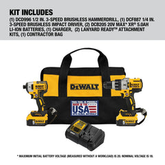 DeWalt DCK299P2 20V MAX XR Brushless Hammer Drill / Impact Driver Combo Kit (5.0Ah) - image 2