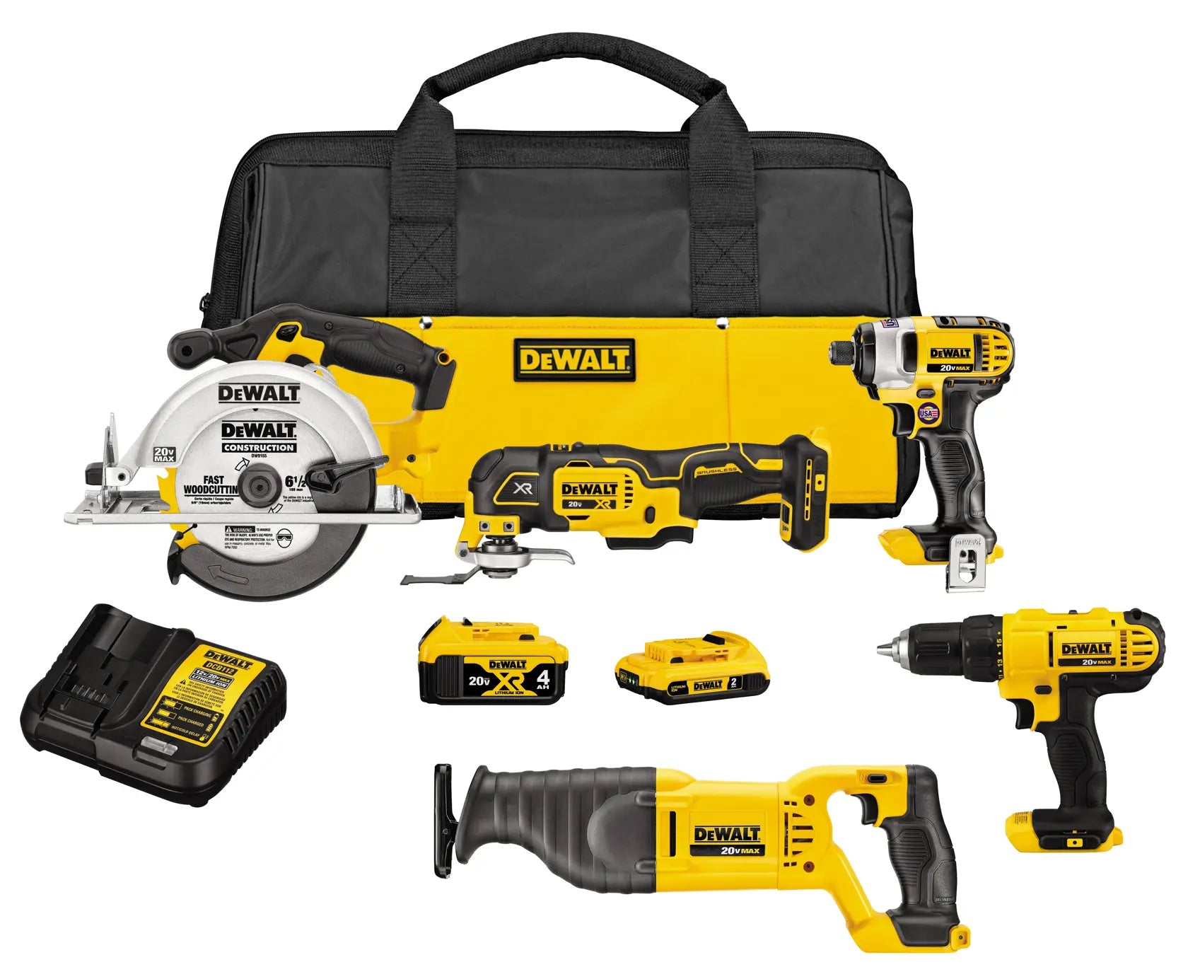 DeWalt DCK551D1M1 20V MAX Cordless 5 Tool Combo Kit with (1) 20V 4.0Ah Battery, (1) 20V 2.0Ah Battery, and Charger - image 1