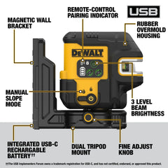 DeWalt DCLE14221GB USB Green 2-Spot & Crossline Laser Base Kit - image 2