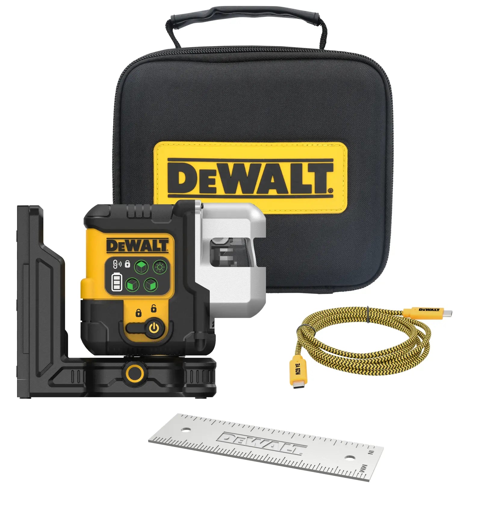 DeWalt DCLE14301GB 3X180° USB Rechargeable Green Line Laser Base Kit - image 1