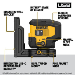 DeWalt DCLE16031GB USB Green 3-Spot Base Kit - image 2