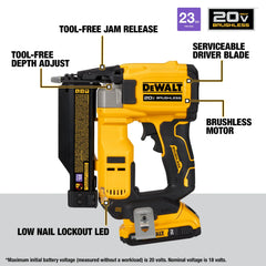 DeWalt DCN623D1 ATOMIC COMPACT SERIES 20V MAX Brushless Cordless 23ga Pin Nailer Kit - image 4