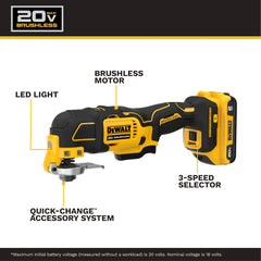 DeWalt DCS356D1 20V MAX XR Brushless Cordless 3-Speed Oscillating Multi-Tool Kit (2.0 Ah Battery) - image 4