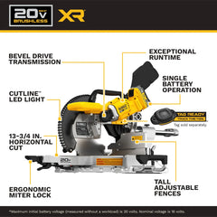 DeWalt DCS785WW1 20V MAX XR 12 in. Double Bevel Sliding Miter Saw Kit - image 4