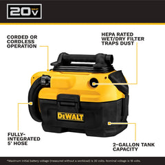 DeWalt DCV581H 20V MAX Cordless/Corded Wet-Dry Vacuum (Tool Only) - image 4