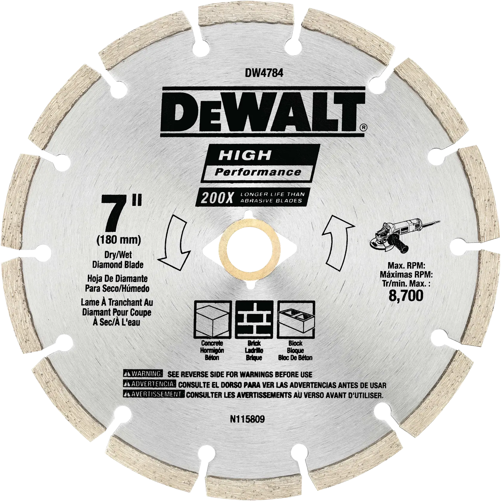 DeWalt DW4784 7" High Performance Segmented Diamond Blade - image 1