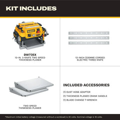 DeWalt DW735X 13 in. 3-Knife 2-Speed Thickness Planer - image 2