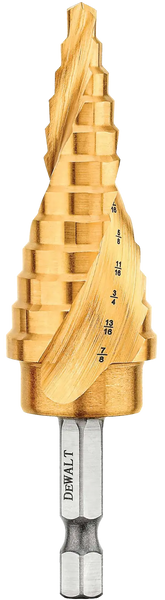 DeWalt DWA1786IR 3/16" to 7/8" Impact Ready Titanium Nitride Step Drill Bit - image 1