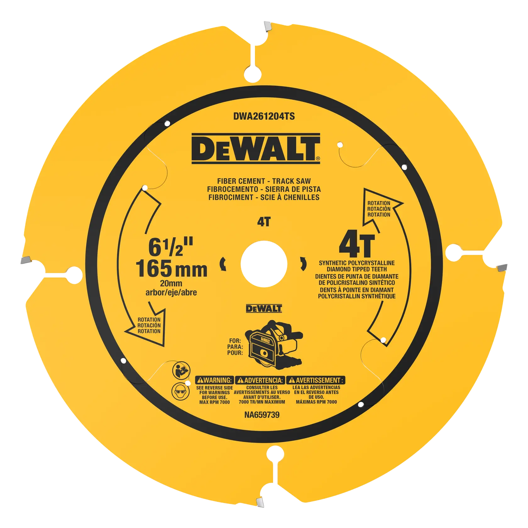 DeWalt DWA261204TS 6-1/2" 4T Fiber Cement Track Saw Blade - image 1