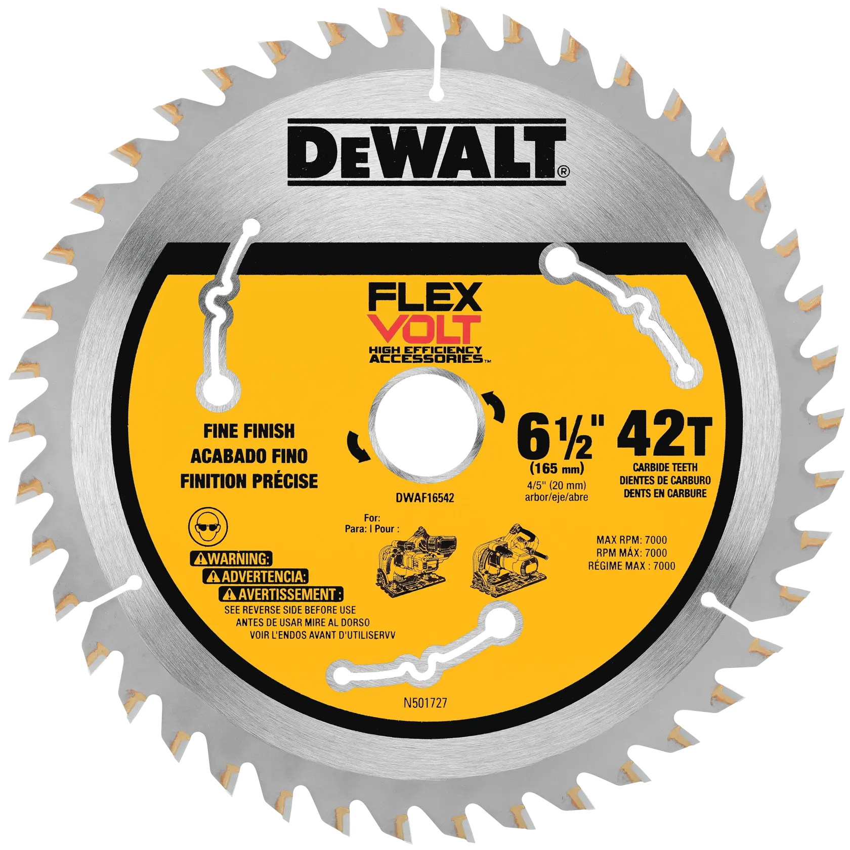 DeWalt DWAF16542 6-1/2" 42T FlexVolt Track Saw Blade - image 1