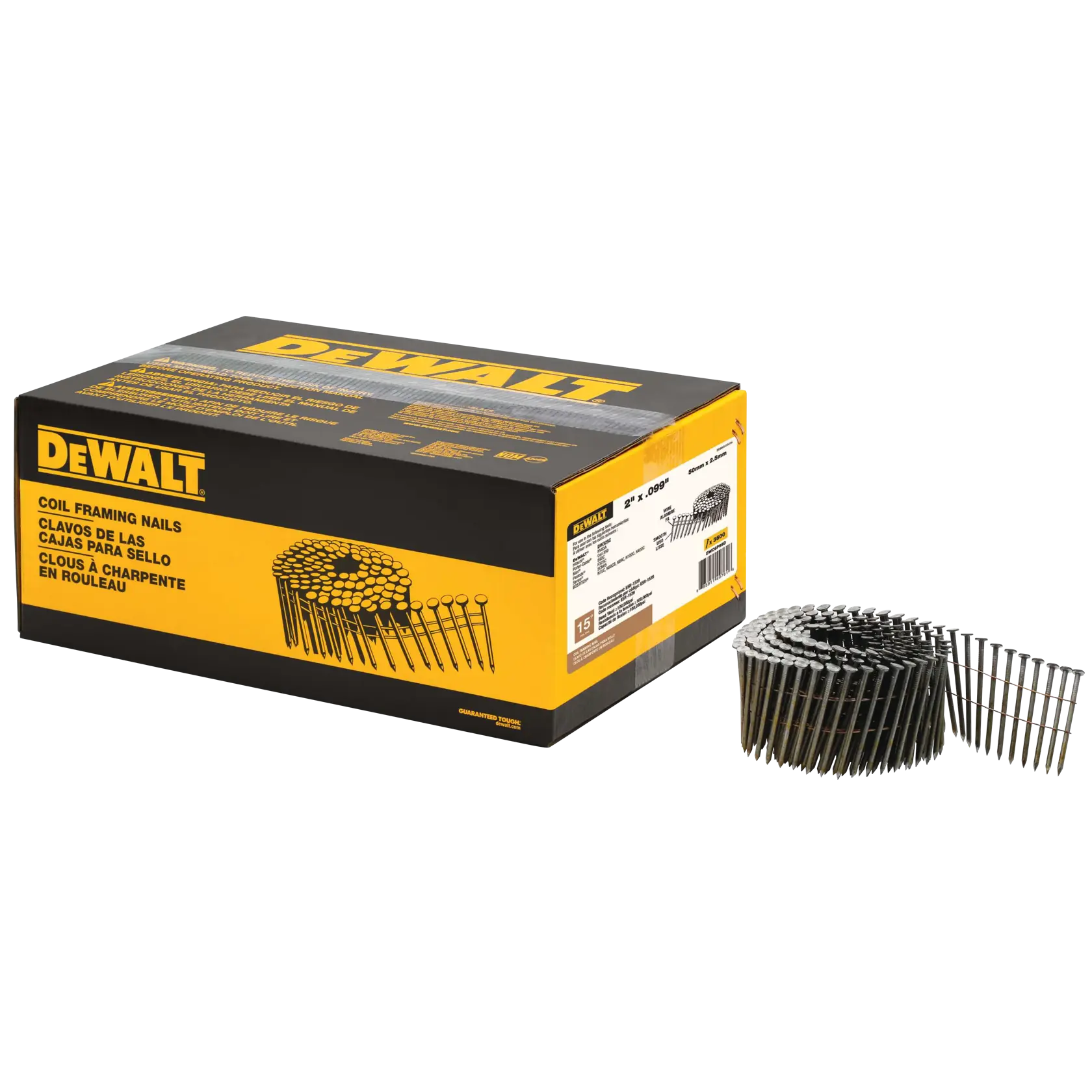 DeWalt DWC6P99D 2" x .099" Smooth Bright Coil Nails, 2,700-Pack - image 1