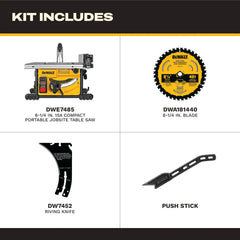 DeWalt DWE7485 8-1/4 in. 15A Compact Portable Jobsite Table Saw - image 4