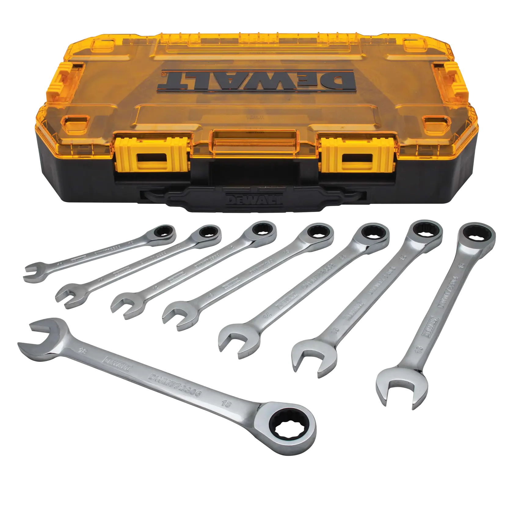 DeWalt DWMT74734 8-Piece Full Polish Ratcheting Combination Metric Wrench Set - image 1