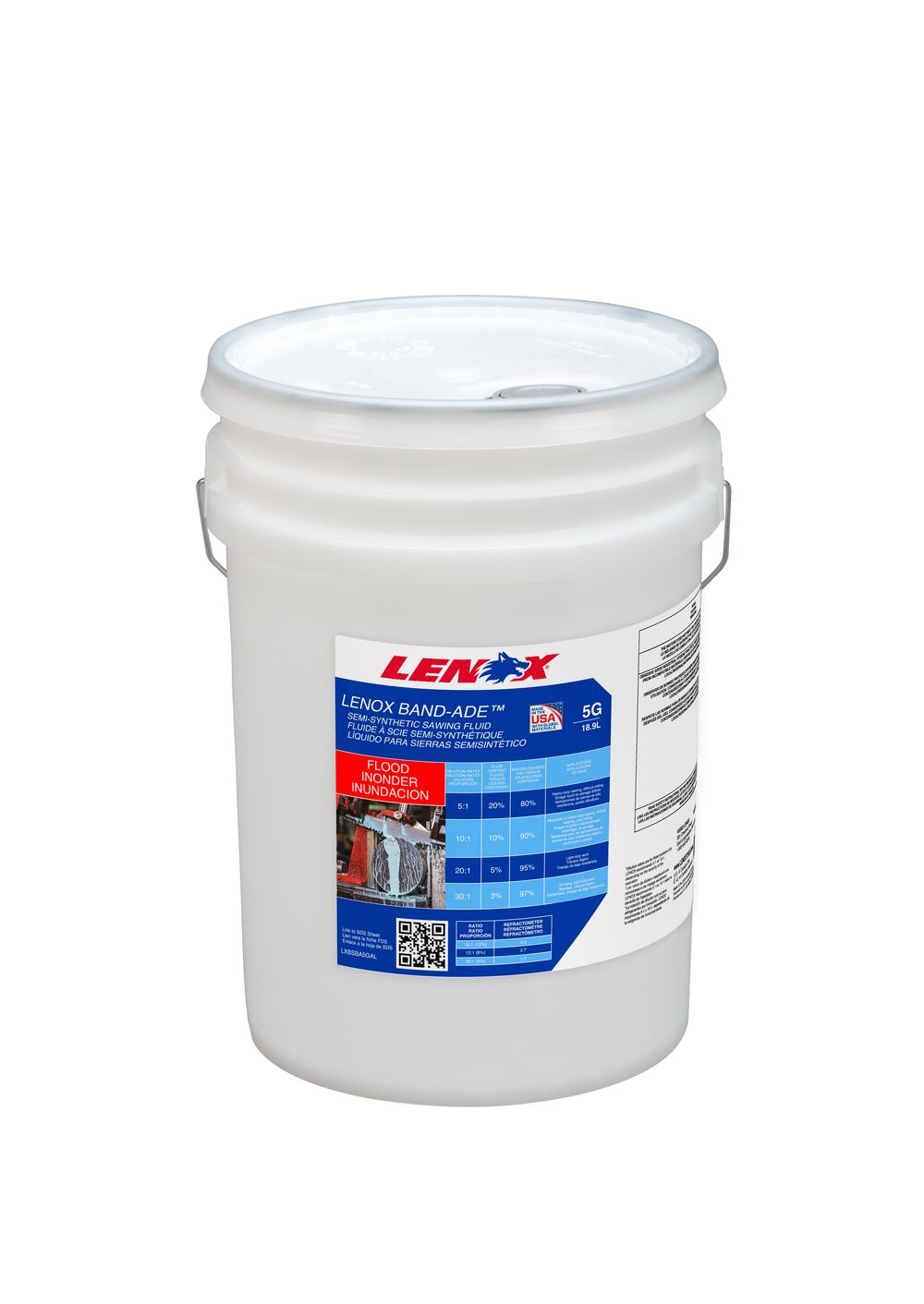 Lenox LXBSBA5GAL Band-Ade® Semi-Synthetic Sawing Fluid – 5 Gallon Pail