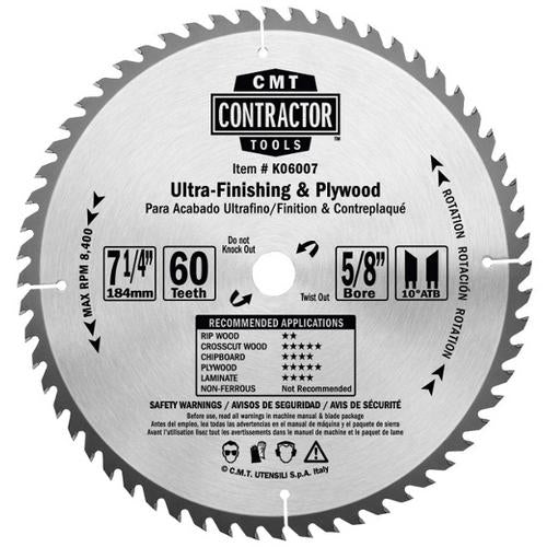 CMT K06007 ITK CONTRACTOR ULTRA FINISH 7-1/4”x0.071”/0.047”x5/8”<> T=60 ATB