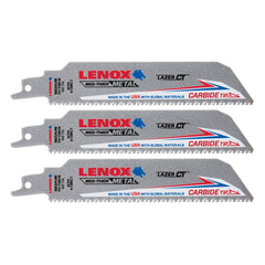 Lenox LXAR6110CT-3 6" x 1" x .050" 10 TPI Carbide Tipped Reciprocating Saw Blades, 3-Pack - image 1