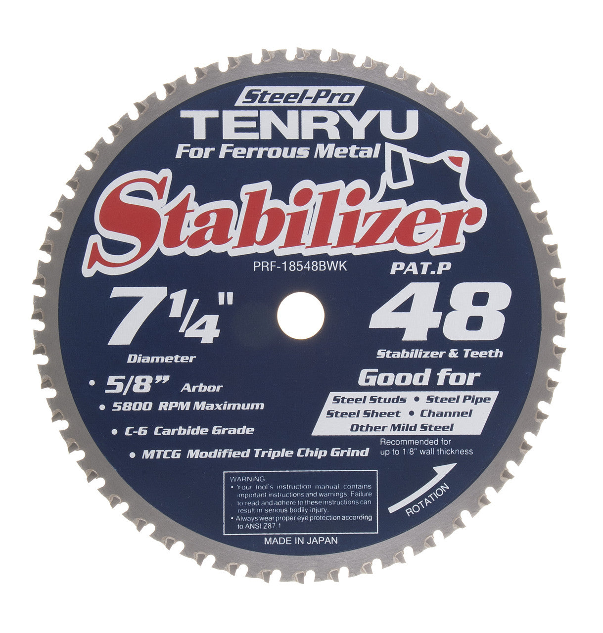 Tenryu PRF-18548BWK: 7-1/4" x 48 Tooth Steel-Pro Steel Cutting Blade